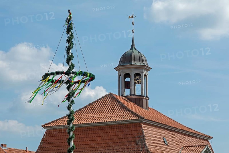 Maypole, Town Hall, Boizenburg, Mecklenburg-Vorpommern, Germany, Europe