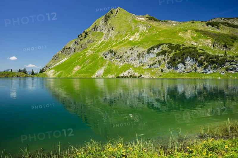Seealpsee and Seekoepfel, 1919m, Allgaeu Alps, Allgaeu, Bavaria, Germany, Europe