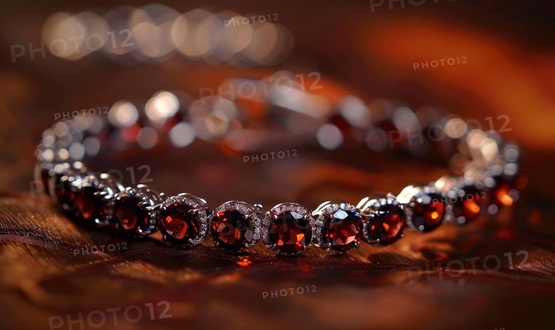 A bracelet crafted with rich garnet gemstones AI generated