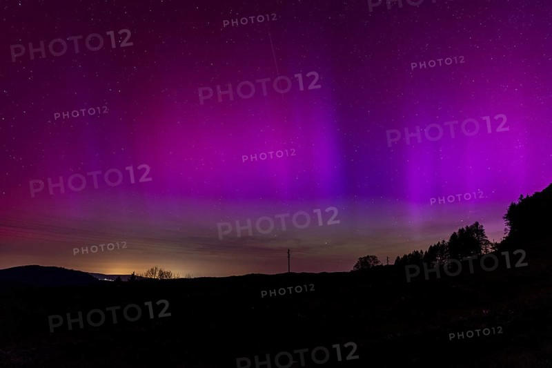 Northern lights, northern lights due to solar storm, Challhoechi, Basel-Land, Switzerland, Europe