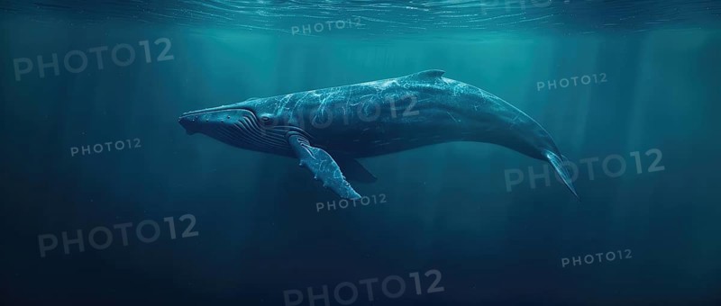 A blue whale gliding effortlessly through the ocean depths AI generated