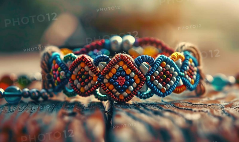 A beaded friendship bracelet with intricate knotting patterns AI generated
