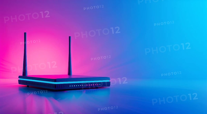 Advanced fast broadband wireless router. Concept of new technology and fast network connectivity, AI generated