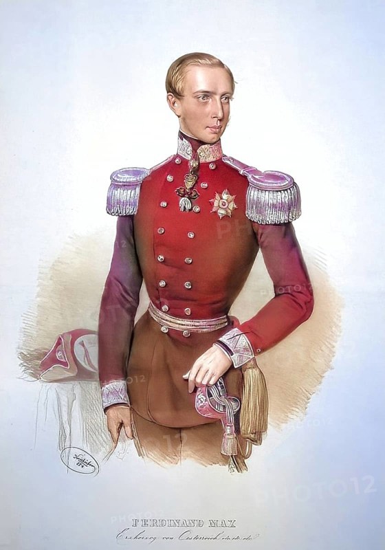 Archduke Ferdinand Maximilian Joseph Maria of Austria (born 6 July 1832 in Schoenbrunn Palace near Vienna, died 19 June 1867 near Queretaro, Mexico) was the second eldest son of Archduke Franz Karl, a son of Emperor Franz I, and Princess Sophie of Bavaria, Historic, digitally restored reproduction from a 19th century original, Record date not stated