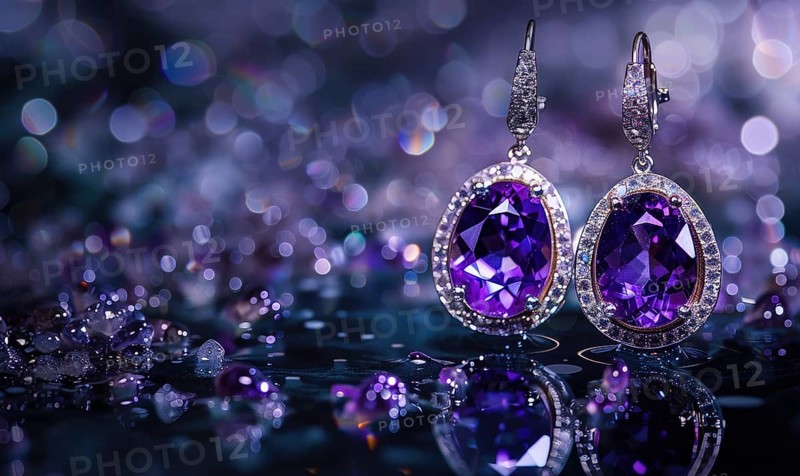 A pair of earrings featuring dazzling amethyst gemstones AI generated