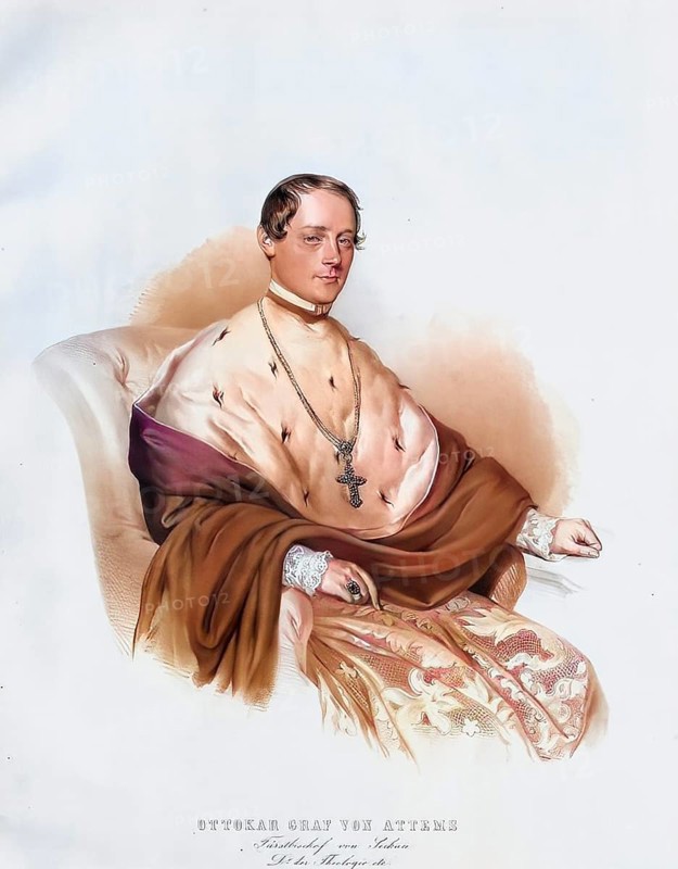 Ottokar Maria Graf von Attems (born 16 February 1815 in Graz, died 12 April 1867 in Graz) was prince-bishop of Seckau and also apostolic administrator of the diocese of Leoben from 1853 to 1859, Historical, digitally restored reproduction from a 19th century original, Record date not stated