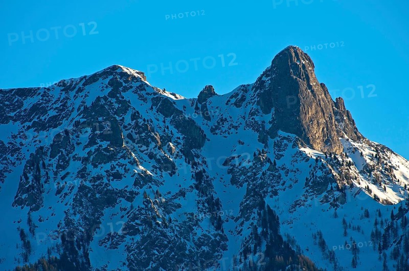Snow-covered mountain range with the summit Pierre Avoi, Verbier, Valais, Switzerland, Europe