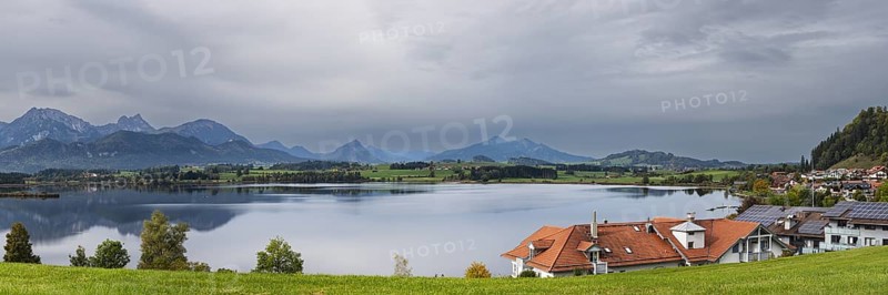 Sunset, Hopfensee, Hopfen am See, near Fuessen, Ostallgaeu, Allgaeu, Bavaria, Germany, Europe