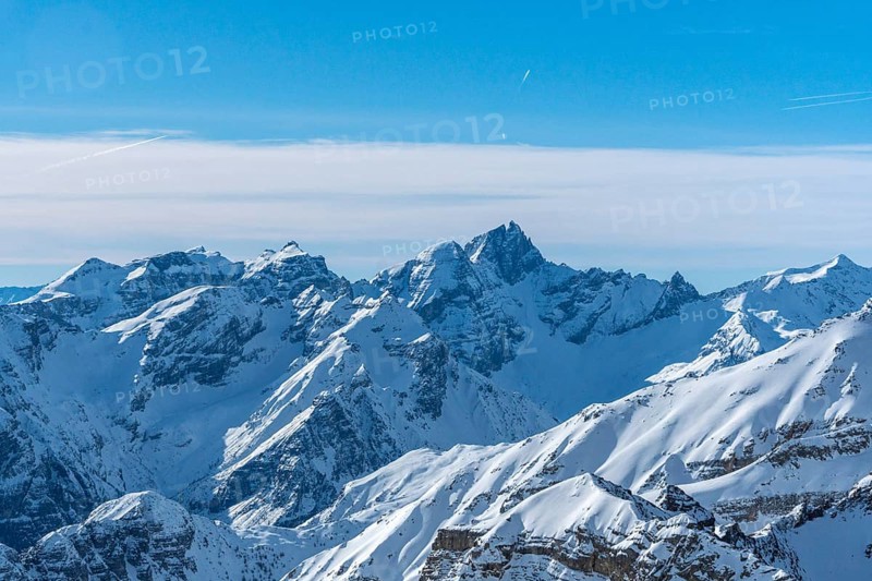 Tyrol mountain in winter with snow Stubai Valley