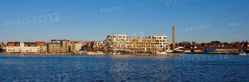 Panorama at the city harbour of the Mueritzsee, Waren, Mueritz, Mecklenburg Lake District, Mecklenburg, Mecklenburg-Vorpommern, Germany, Europe