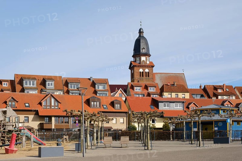 Town view with St. Mary's Church, Waren, Mueritz, Mecklenburg Lake District, Mecklenburg, Mecklenburg-Western Pomerania, Germany, Europe
