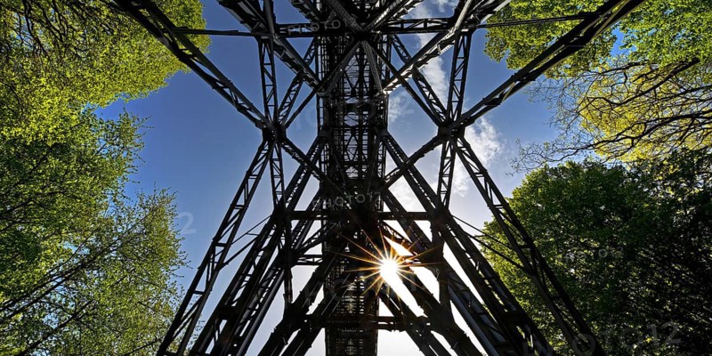 View of the Muengsten Bridge, the highest railway bridge in Germany between Solingen and Remscheid, Bergisches Land