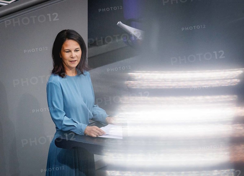 Annalena Baerbock, Federal Foreign Minister, recorded during a speech in the German Bundestag in Berlin, 16 May 2024