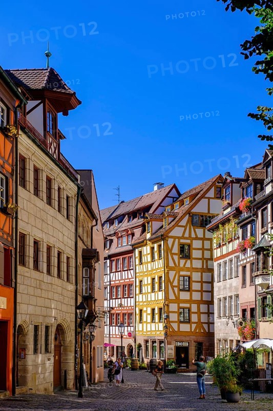Weissgerbergasse, Old Town, half-timbered houses, Nuremberg, Middle Franconia, Franconia, Bavaria, Germany, Europe