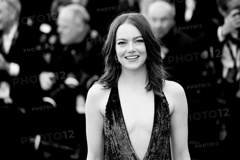 Cannes, France, 17.5.2024: Emma Stone at the premiere of Kinds of Kindness on the red carpet of the Palais des Festivals during the 77th Cannes International Film Festival. The 77th Cannes International Film Festival will take place from 14 to 25 May 2024. Note: the photo was subsequently converted to b/w, Europe