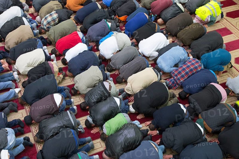 Muslims in Berlin gathered for prayer on 1 May 2015 at the Dar Assalam Mosque, Neukoelln Meeting Centre, NBS, Berlin, Berlin, Germany, Europe
