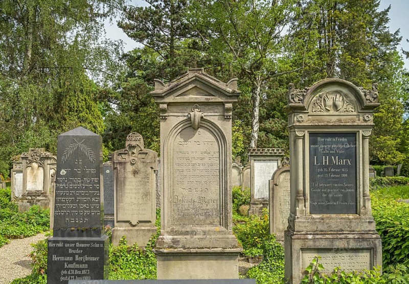 Gravestones, Jewish cemetery, Waldbachfriedhof, Offenburg, Baden-Wuerttemberg, Germany, Europe