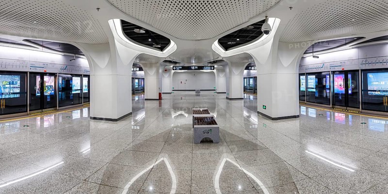 Chengdu Metro underground station Jincheng Plaza East modern public transport architecture in Chengdu, China, Asia