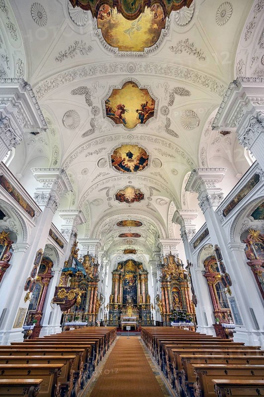 Former monastery church of St. Peter and Paul, Irsee monastery or abbey, former Benedictine abbey, is now a conference and education centre of the district of Swabia, Irsee, Swabia, Bavaria, Germany, Europe