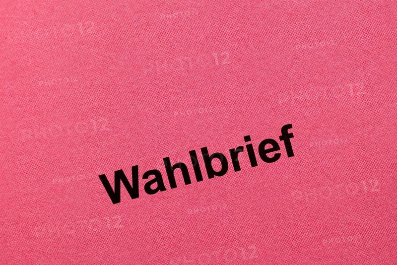 Election letter, light red, postal vote, official postal voting documents, election, parliamentary election, European election, Stuttgart, Baden-Wuerttemberg, Germany, Europe