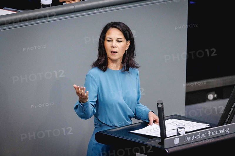 Annalena Baerbock, Federal Foreign Minister, recorded during a speech in the German Bundestag in Berlin, 16 May 2024