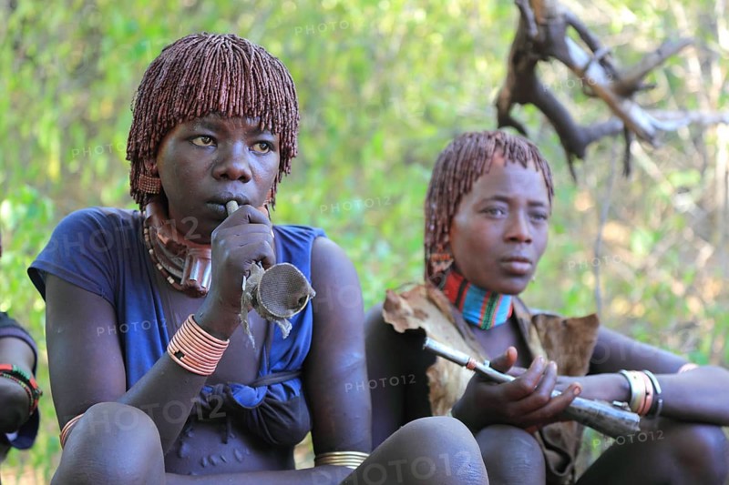 South Ethiopia, Omo region, among the Hamar tribe, Hamer, Hamma, Hammer, Amar or Amer, woman in the run-up to the initiation ritual, the bull leap, Ethiopia, Africa