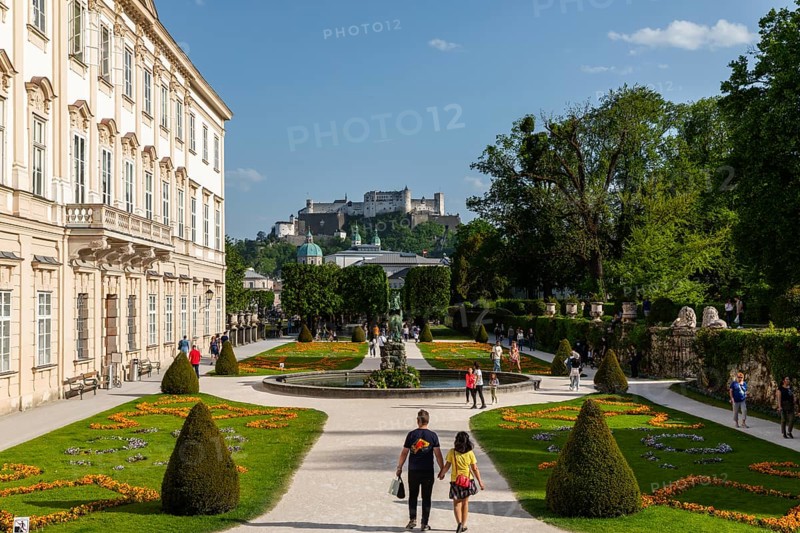 Mirabell Gardens, Hohensalzburg Fortress, Salzburg Cathedral, City of Salzburg, Province of Salzburg, Austria, Europe