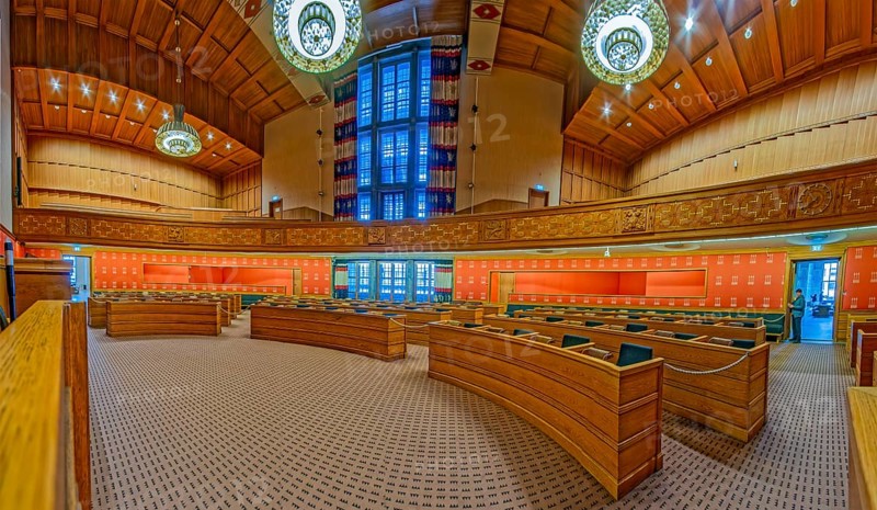 Oslo City Hall Interior Panorama Oslo Norway