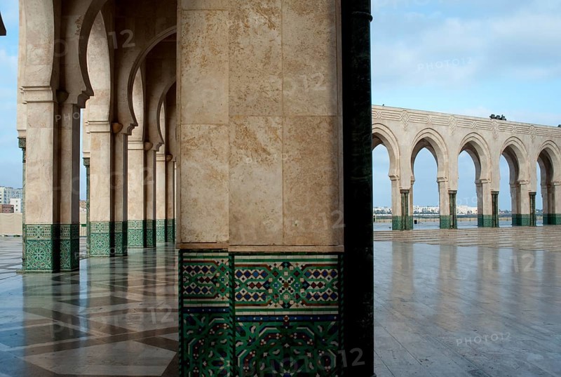 Pillars of the Hassan II mosque, Casablanca, Morocco, Africa