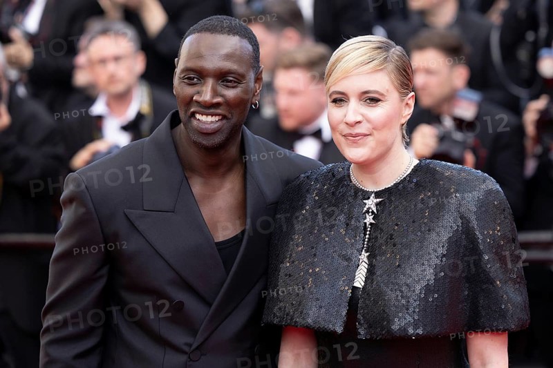 Cannes, France, 16.5.2024: Omar Sy and Greta Gerwig at the premiere of Megalopolis on the red carpet of the Palais des Festivals during the 77th Cannes International Film Festival. The 77th Cannes International Film Festival will take place from 14 to 25 May 2024, Europe