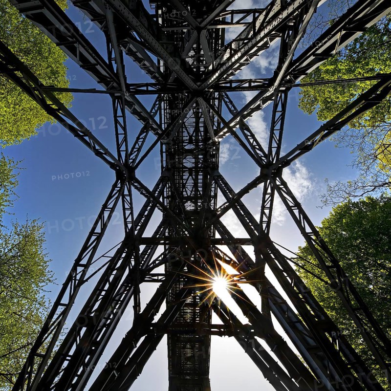 View of the Muengsten Bridge, the highest railway bridge in Germany between Solingen and Remscheid, Bergisches Land