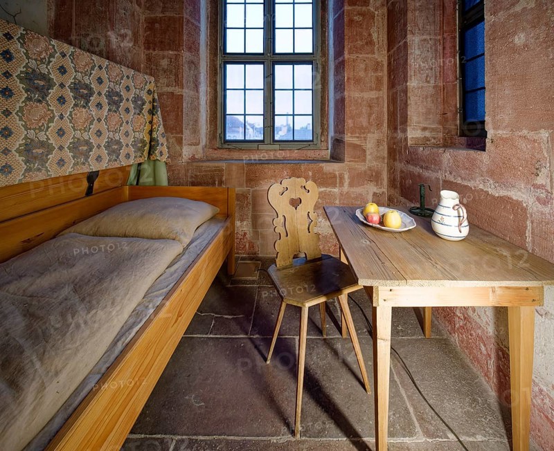 Servants' living and sleeping quarters, Schwetzingen Palace, interior view, Schwetzingen, Baden-Wuerttemberg, Germany, Europe