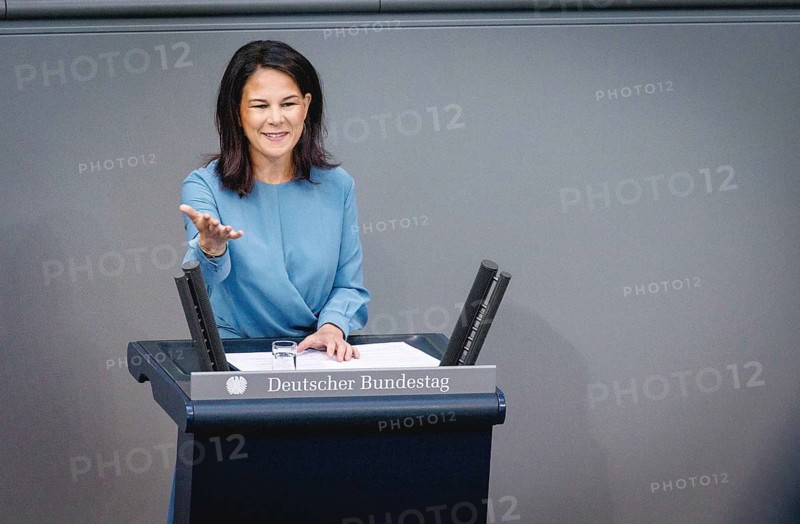 Annalena Baerbock, Federal Foreign Minister, recorded during a speech in the German Bundestag in Berlin, 16 May 2024