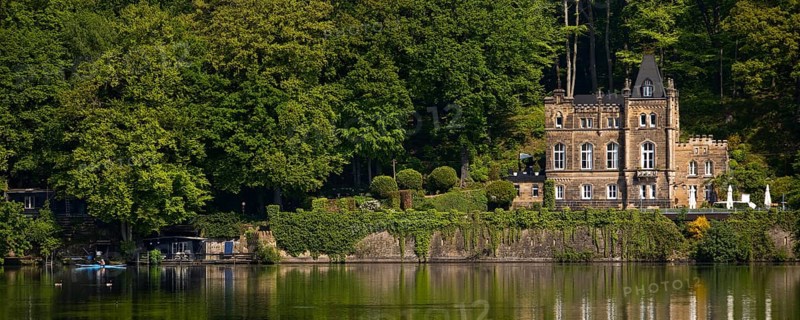 Seeschloesschen, also known as Funkenburg or Villa Niedernhofen, north shore, Hengsteysee, Herdecke, North Rhine-Westphalia, Germany, Europe