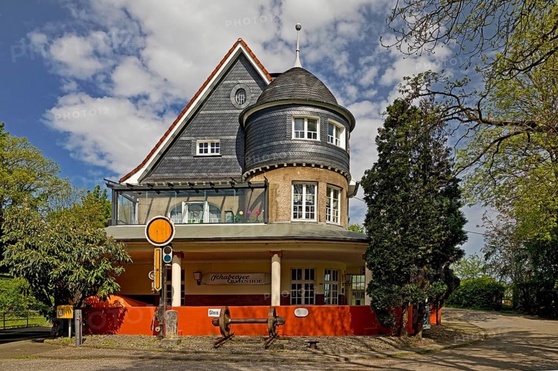 Solingen-Schaberg stop, railway station building, architectural monument with Art Nouveau elements, Solingen, Bergisches Land, North Rhine-Westphalia