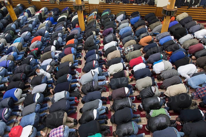 Muslims in Berlin gathered for prayer on 1 May 2015 at the Dar Assalam Mosque, Neukoelln Meeting Centre, NBS, Berlin, Berlin, Germany, Europe