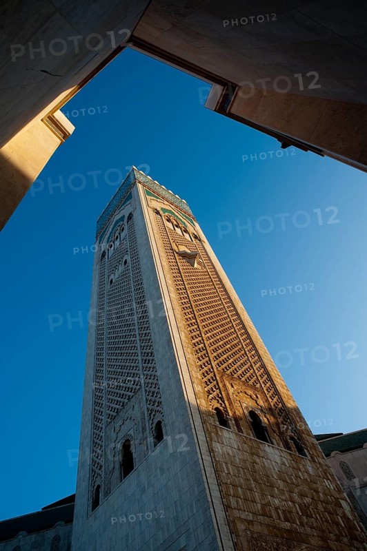 Minaret of the Hassan II mosque, Casablanca, Morocco, Africa