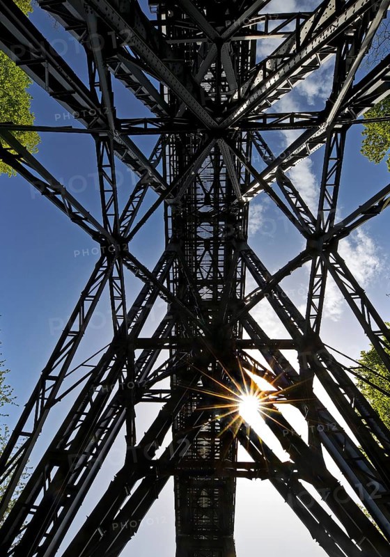 View of the Muengsten Bridge, the highest railway bridge in Germany between Solingen and Remscheid, Bergisches Land