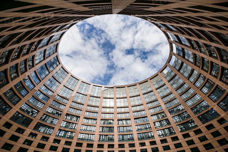 Courtyard, European Parliament, 1 All. du Printemps, Strasbourg, Departement Bas-Rhin, France, Europe