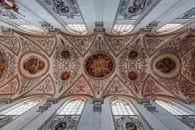 Ceiling frescoes, Parish Church of the Assumption of the Virgin Mary, 14 Landsberg am Lech, Upper Bavaria, Bavaria, Germany, Europe