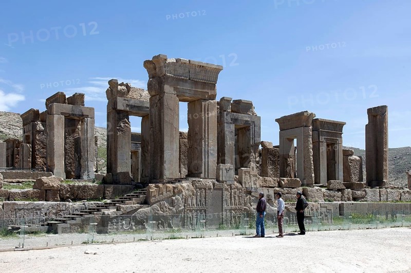 View of the ruins of Persepolis. The ancient Persian residential city of Persepolis was one of the capitals of the ancient Persian Empire under the Achaemenids and was founded by Darius I in the Persis region in 520 B.C., Persepolis, Iran, Asia