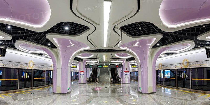 Chengdu Metro underground station Jincheng Avenue modern public transport architecture in Chengdu, China, Asia