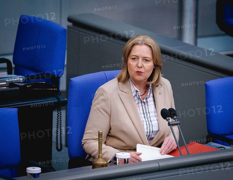 Baerbel Bas, President of the Bundestag, recorded during a speech in the German Bundestag in Berlin, 16 May 2024
