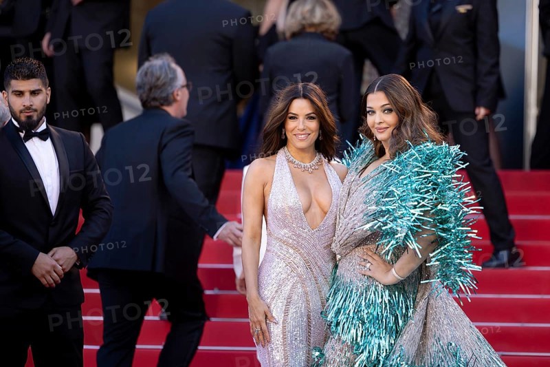 Cannes, France, 17.5.2024: Eva Longoria and Aishwarya Rai Bachchan at the premiere of Kinds of Kindness on the red carpet of the Palais des Festivals during the 77th Cannes International Film Festival. The 77th Cannes International Film Festival will take place from 14 to 25 May 2024, Europe