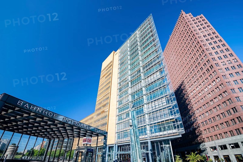 Potsdamer Platz, skyscrapers, Renzo Piano 11, Kollhoff Tower, railway station, Berlin, Germany, Europe
