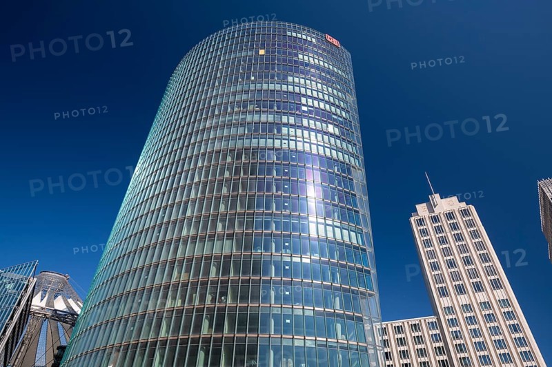 Potsdamer Platz, skyscrapers, railway tower, Sony Center, Beisheim Center, Ritz Carlton luxury hotel, railway station, Berlin, Germany, Europe