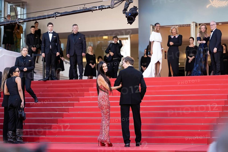 Cannes, France, 17.5.2024: Demi Moore and Mike Faist at the premiere of Kinds of Kindness on the red carpet of the Palais des Festivals during the 77th Cannes International Film Festival. The 77th Cannes International Film Festival will take place from 14 to 25 May 2024, Europe