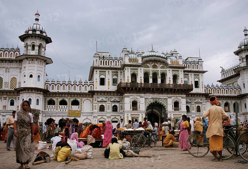 Janaki temple, Janakpur, Nepal. According to the hindu mythology, Janakpur is the birthplace of Sita, the wife of the hindu god Rama. This is the place where they married. Janakpur has become an important hindu pilgrimage centre