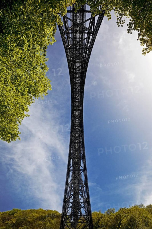 View of the Muengsten Bridge, the highest railway bridge in Germany between Solingen and Remscheid, Bergisches Land