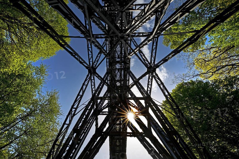 View of the Muengsten Bridge, the highest railway bridge in Germany between Solingen and Remscheid, Bergisches Land